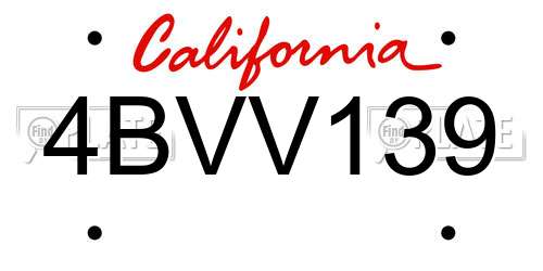 4BVV139 California License Plate