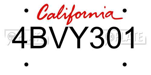 4BVY301 California License Plate