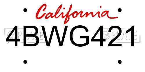4BWG421 California License Plate