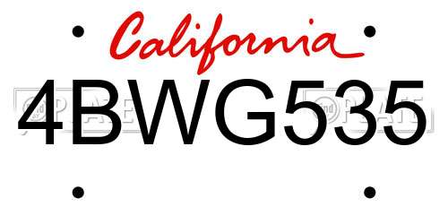 4BWG535 California License Plate