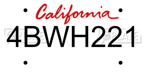 4BWH221 California License Plate
