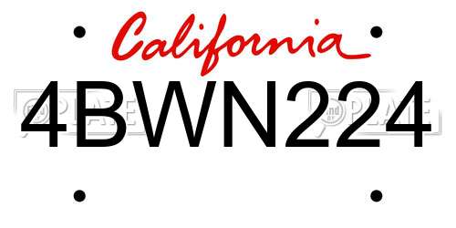 4BWN224 California License Plate