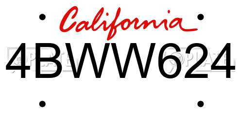 4BWW624 California License Plate