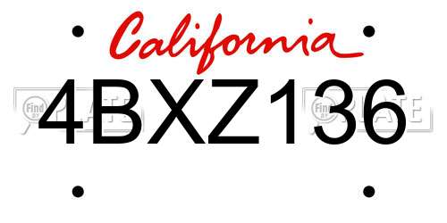 4BXZ136 California License Plate