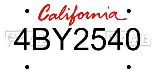 4BY2540 California License Plate