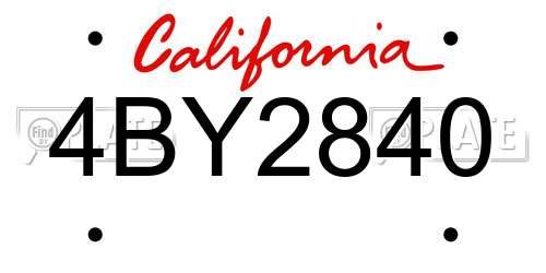 4BY2840 California License Plate