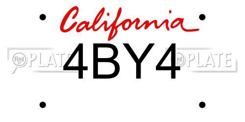 4BY4 California License Plate