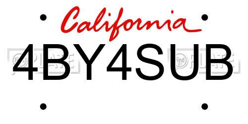 4BY4SUB California License Plate