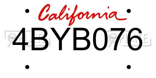 4BYB076 California License Plate