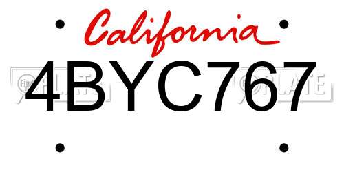 4BYC767 California License Plate