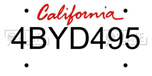 4BYD495 California License Plate