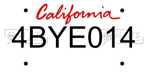 4BYE014 California License Plate