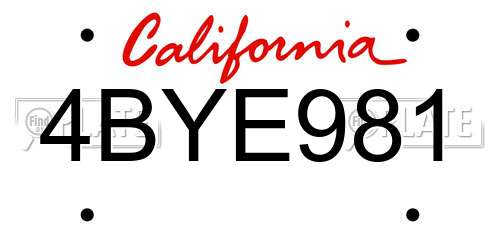 4BYE981 California License Plate