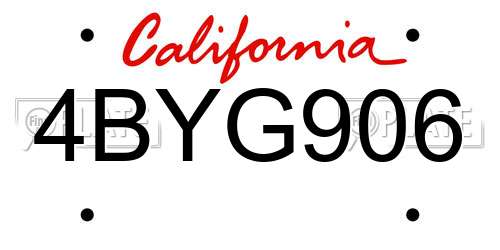 4BYG906 California License Plate