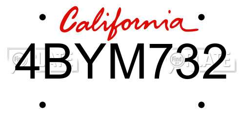 4BYM732 California License Plate