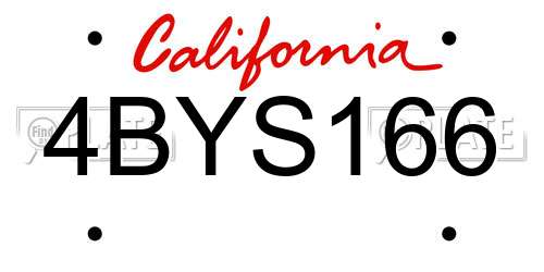 4BYS166 California License Plate