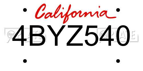 4BYZ540 California License Plate