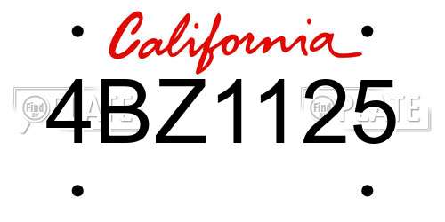 4BZ1125 California License Plate