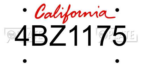4BZ1175 California License Plate
