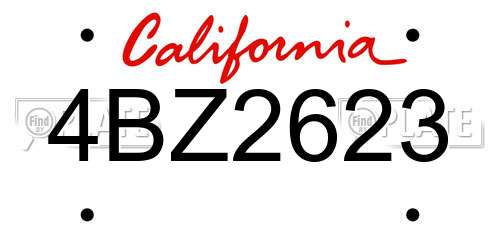 4BZ2623 California License Plate