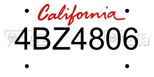 4BZ4806 California License Plate