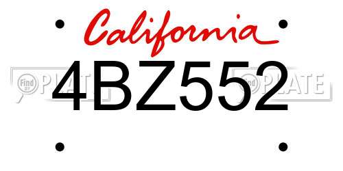 4BZ552 California License Plate
