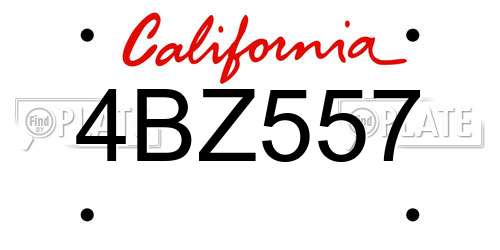 4BZ557 California License Plate