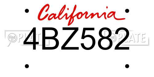 4BZ582 California License Plate