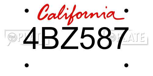 4BZ587 California License Plate