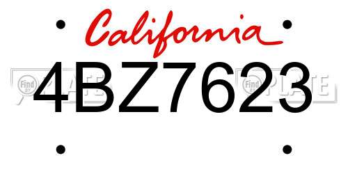 4BZ7623 California License Plate