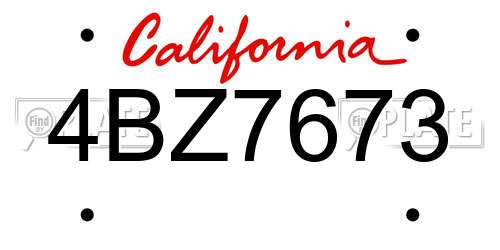 4BZ7673 California License Plate