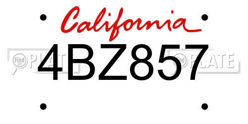 4BZ857 California License Plate