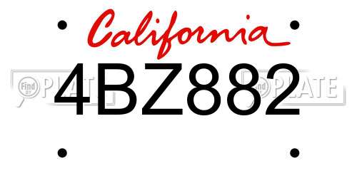 4BZ882 California License Plate