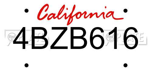 4BZB616 California License Plate