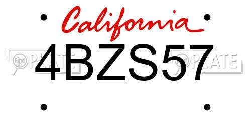 4BZS57 California License Plate