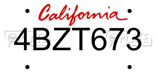 4BZT673 California License Plate