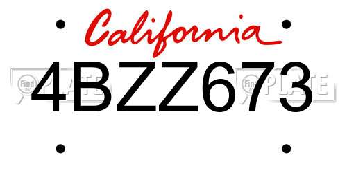 4BZZ673 California License Plate