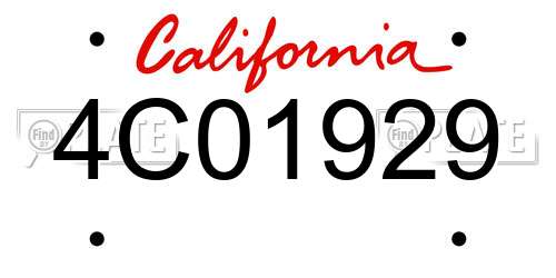 4C01929 California License Plate