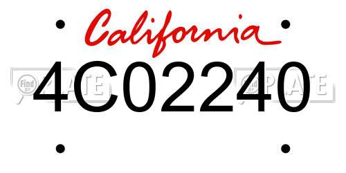 4C02240 California License Plate