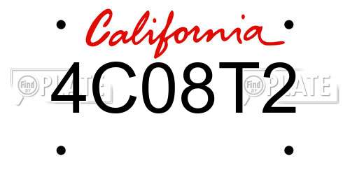 4C08T2 California License Plate