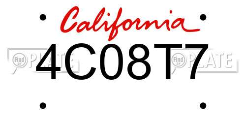 4C08T7 California License Plate