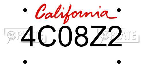 4C08Z2 California License Plate