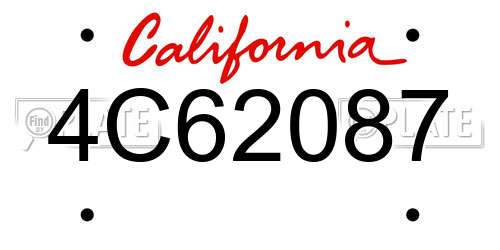 4C62087 California License Plate