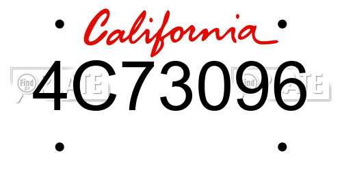 4C73096 California License Plate