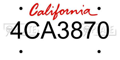 4CA3870 California License Plate