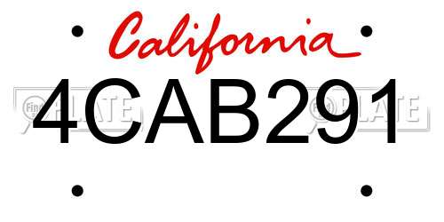 4CAB291 California License Plate