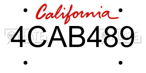 4CAB489 California License Plate
