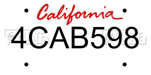 4CAB598 California License Plate