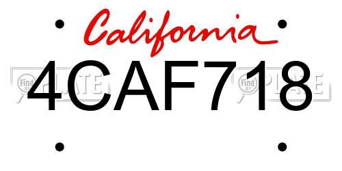 4CAF718 California License Plate