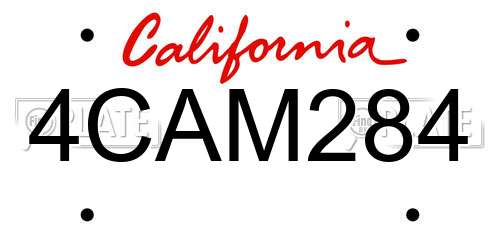 4CAM284 California License Plate